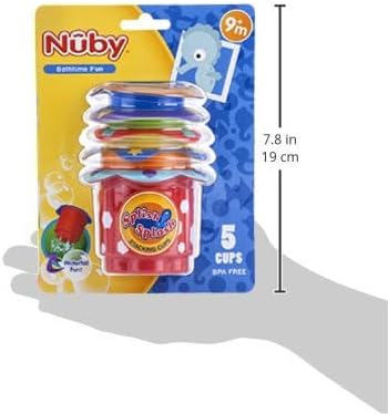 Nuby 5 Count Splish Splash Stacking Cups Baby Bath Toy - Image 6
