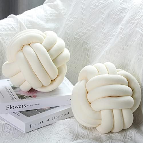 Namalu 10.6 Inches 2 Pcs Knot Pillow Decorative Throw Pillow, Cream White by Namalu