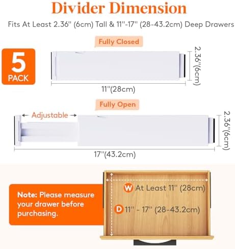 Lifewit 2.36" Upgrade Kitchen Drawer Dividers, Adjustable Drawer Organizer - Image 3