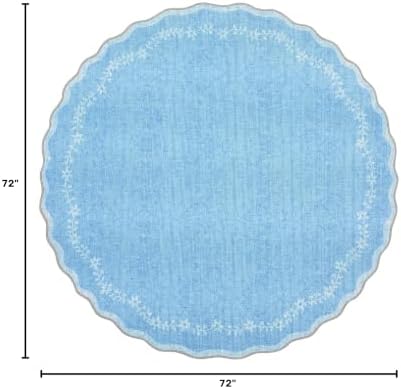 GarveeHome Round Rugs 6ft Scalloped Washable Circle Rug - Image 2
