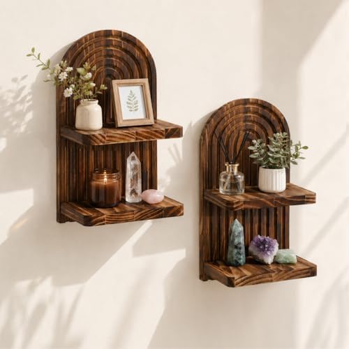 Artilady Shelf Boho Wall Decor, Solid Wood Mid-Century Shelves by Artilady
