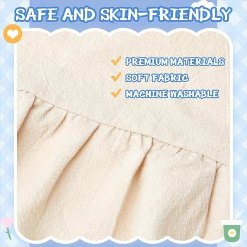 Hahafelt Beige Crib Skirt for Baby Girls Boys, 100% Washed Cotton Bed Skirt - Image 6