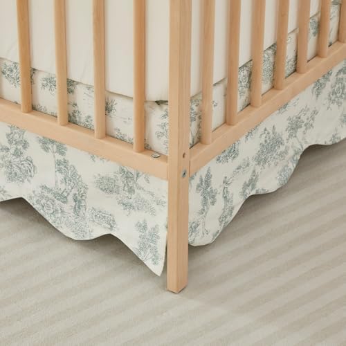 Brandream Scallop Edge Cotton Crib Skirt French Country Toile Toddler Bedskirt - Image 3
