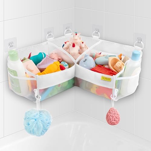 3 Compartments Bath Toy Storage Corner Bath Toy Holder by MUMUQ