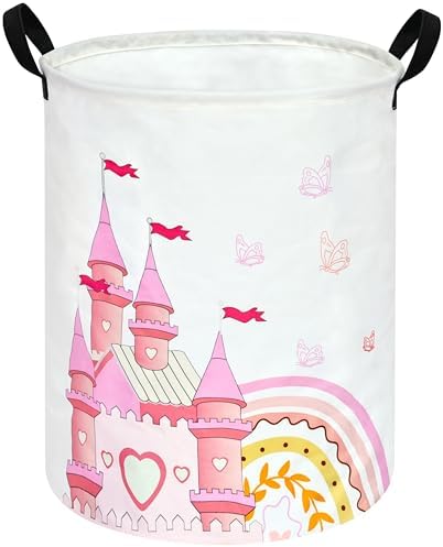 MAIZMZ Pink Castle Storage Bins Organizer Toy Box Laundry Basket Large Canvas by MAIZMZ