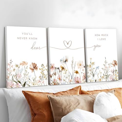 3Pcs Wildflower Nursery Canvas Wall Art Flower Botanical Sentence Poster - Image 2
