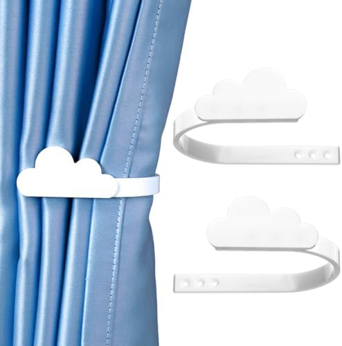 Briwooody 2 Pcs Cloud Curtain Holdbacks Acrylic White Curtain Tiebacks by Briwooody