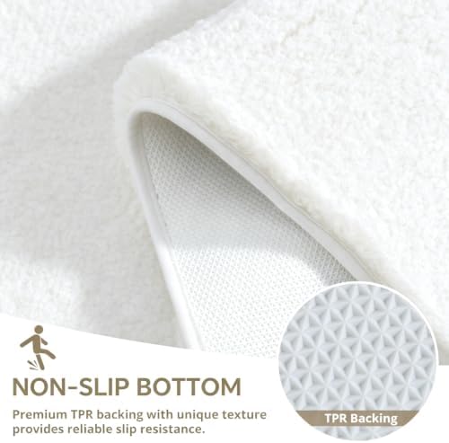 Polyester Bathroom Rug 17"x24" White, Non-Slip Soft Shaggy Bath Mat - Image 6