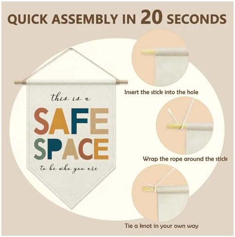 Therapy Office Decor, Safe Space Sign Pennant Hanger Banner - Image 6