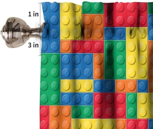Building Block Toy Valance Curtains Abstract Contour Colorful Plastic Brick - Image 3