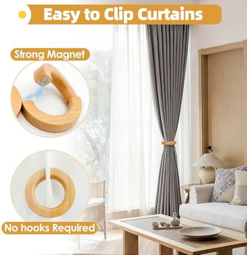 CGhardbay Magnetic Curtain Tiebacks Wood - Image 4