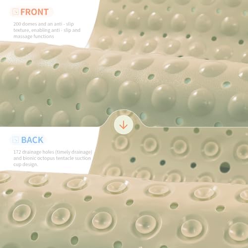 Anti-Slip Bathtub Shower Mat 40×16 Inch Opaque Khaki - Image 2