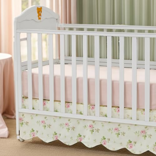 Brandream Scallop Edge Cotton Crib Skirt, Baby Boy Girl Gender Neutral Crib - Image 5