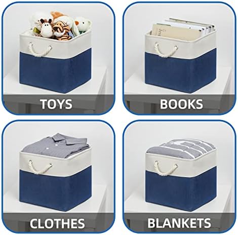 Temary Fabric Storage Cubes for Organizing 4Pack Blue Fabric Storage Basket 12 - Image 4