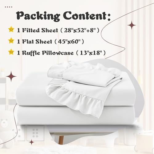 KKJIAF 3 Piece White Toddler Sheet Set - Image 2