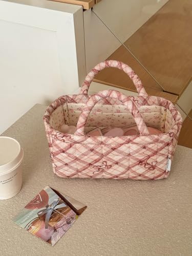 Small Storage Basket Organizer, Mini Fabric Floral Storage Baskets by Ankick