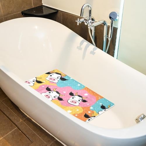 Bathtub Mat Non Slip 26.8x15.1In, Colorful Cow Bath Mat - Image 5