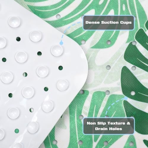 Tropical Leaves Bathtub Mat Non Slip, Boho Bath Tub Mat Baby Bath Mats - Image 3