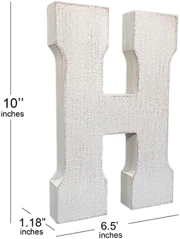 ABELOTS Large Wood Distressed White Wash Alphabet Wall Decor Monogram Letter - Image 3
