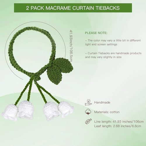 2 Pack Boho Handmade Flower Curtain Tiebacks Curtain Holdbacks - Image 4
