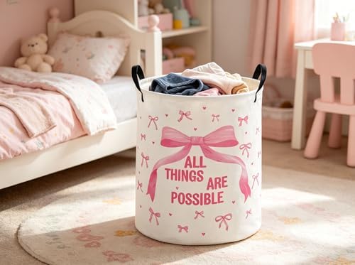 Kids Laundry Basket Bowknot Hamper - Image 5