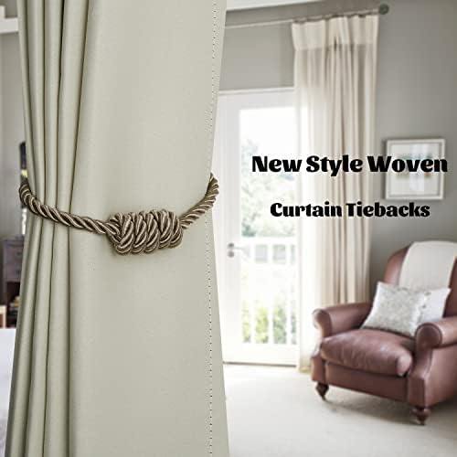 BEL AVENIR Magnetic Curtain Tiebacks 6 Pack Hand-Woven Curtain Ties - Image 6