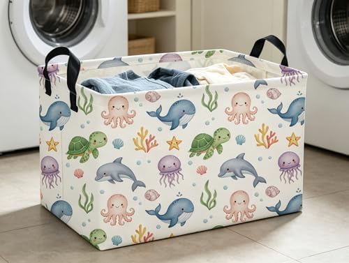 Rectangle Kids Baskets Ocean Basket Cute Storage Bin Fish Box - Image 4