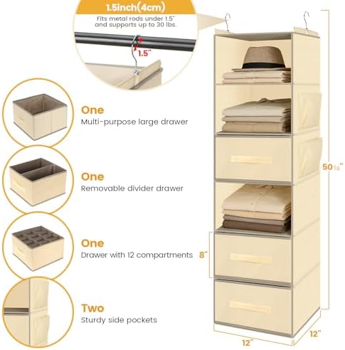 Hanging Closet Organizer 6-Shelf - Image 2