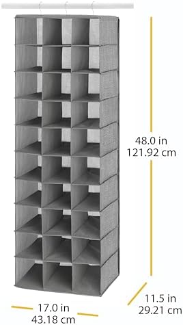 Whitmor 30 Sections Hanging Clothes Closet Shoe Organizer, Space Saving - Image 4
