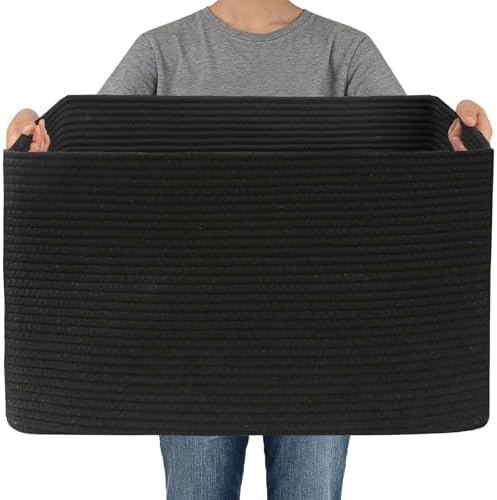 JMvicyroam 96L Large Woven Cotton Rope Blanket Basket by JMvicyroam