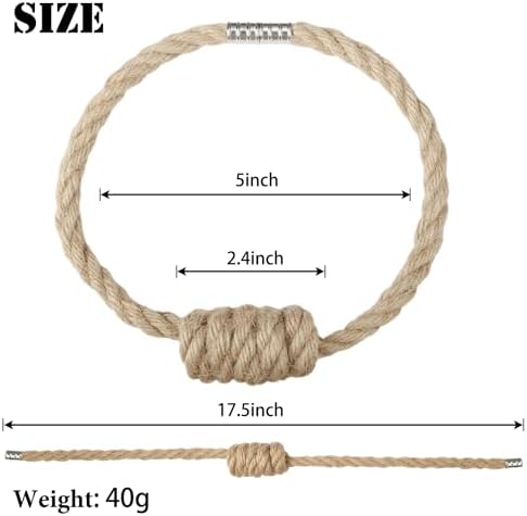 BEL AVENIR Magnetic Jute Curtain Tiebacks 6 Pack Hand-Woven Curtain Ties - Image 2