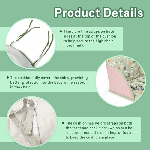 Kocpudu High Chair Pad, Comfortable Seat Belt Design - Image 4