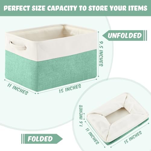 6 Pack Macaron Cube Storage Bins Fabric Handle Cube Baskets - Image 2