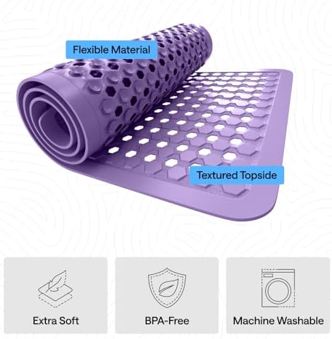 GORILLA GRIP Bath Tub Shower Mat, Bathtub Floor Liner, 35x16 Purple Opaque - Image 4