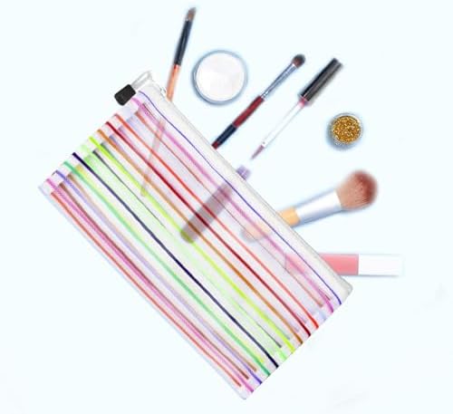 Mesh Bags with Zipper, Nylon Makeup Bag Cosmetic Pouches Travel Organizer Case - Image 2