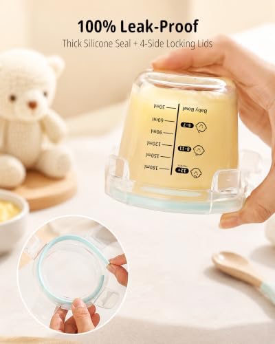 SosekiBaby 4 Pack 7oz Glass Baby Food Storage Containers, Leak-Proof - Image 3