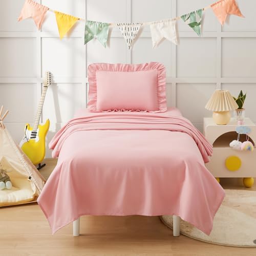 KKJIAF 3 Piece Light Pink Toddler Sheet Set - Image 4