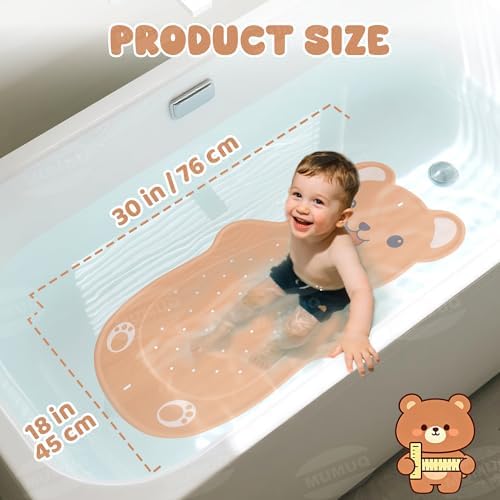 Kids Bathtub Mat Non Slip 30"x18" Soft Rubber Shower Mat - Image 2