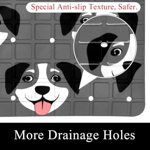 Bathtub Mat Non Slip 26.8x15.1 Inch, Dogs Pattern Shower Mat - Image 2