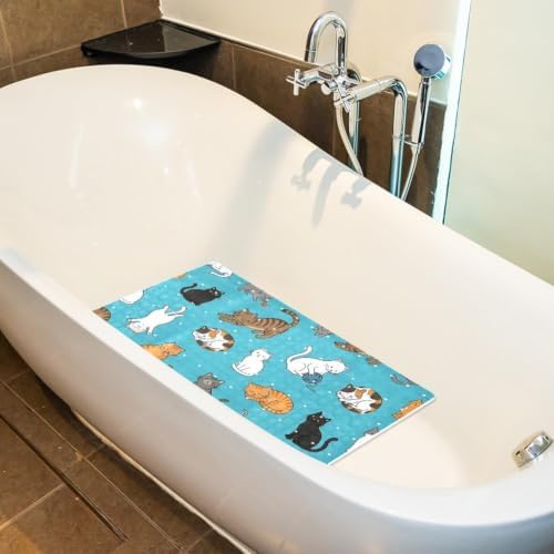 Bathtub Mat Non Slip 26.8x15.1 Inch, Cats Shower Mat - Image 5