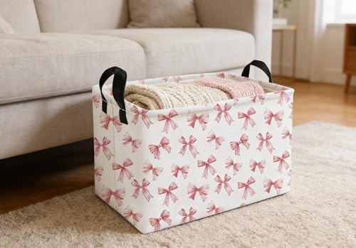 Essme Rectangular Pink Baskets, Girls Storage Box, Cute Basket - Image 5