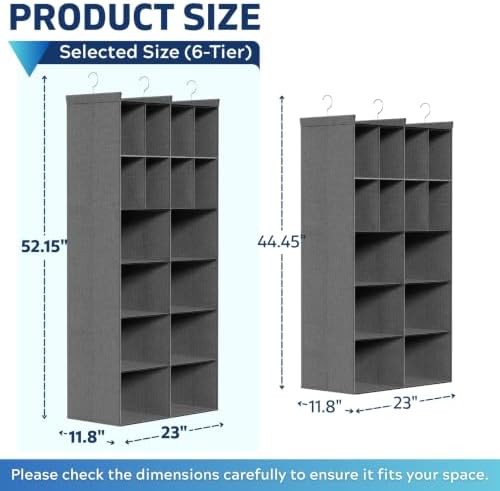 6 Tier Hanging Closet Organizer, 16 Compartments Dual Row Storage - Image 2