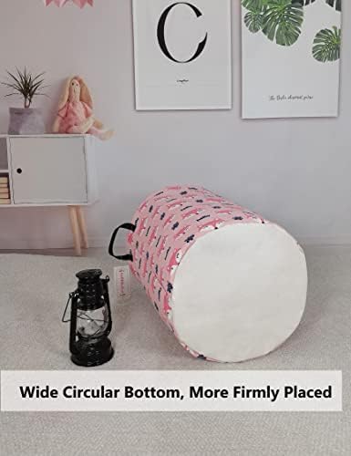 QUEENLALA Large Foldable Round Storage Basket Laundry Hamper - Image 5