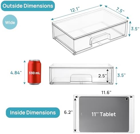 Vtopmart 12.1''W Clear Stackable Storage Drawers, 3 Pack Acrylic Plastic - Image 3