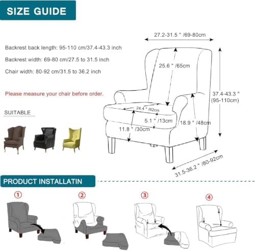 CRFATOP Wingback Chair Covers Wing Armchair Slipcovers - Image 6