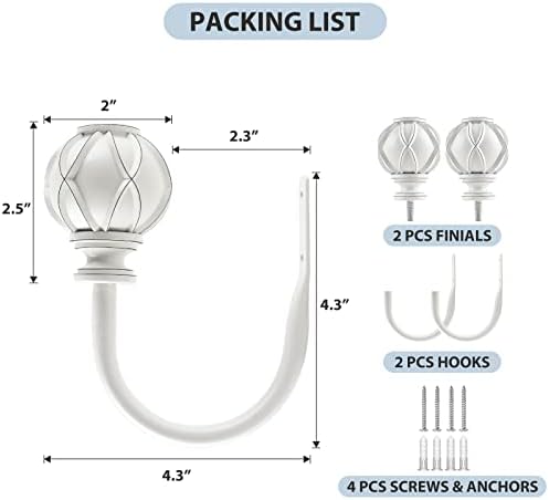 KAMANINA Decorative Curtain Drapery Holdbacks, Wall Mounted, 2 Pack White - Image 6