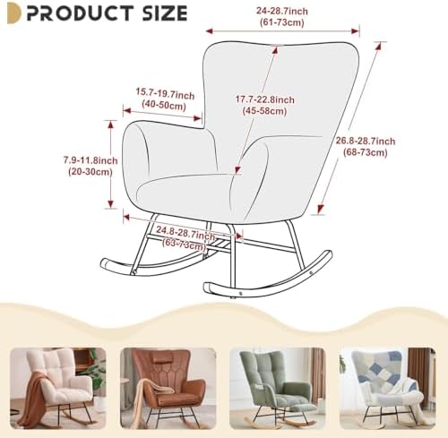 Levoberg Nursery Rocking Chair Cover Stretch Rocker Glider Chairs Cover - Image 3