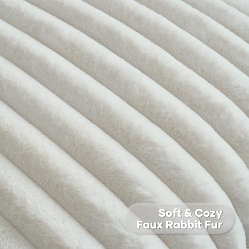 FUTEI Pack of 2 Faux Fur Throw Pillow Covers 26x26 Inch, Cream White - Image 2