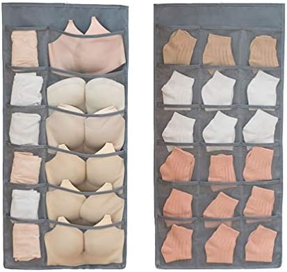 Closet Hanging Organizer with Mesh Pockets & Rotating Metal Hanger, Dual Sided by Newraturner