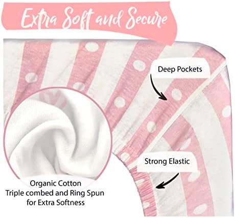 100% Organic Cotton 2 Pk Bedside Sleeper Bassinet Fitted Mattress Sheets - Image 5